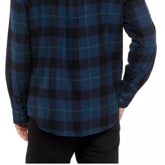 Saddlebred - Men's Long Sleeve Flannel Plaid Button Up Shirt XL, Beam Blue - Picture 4 of 6
